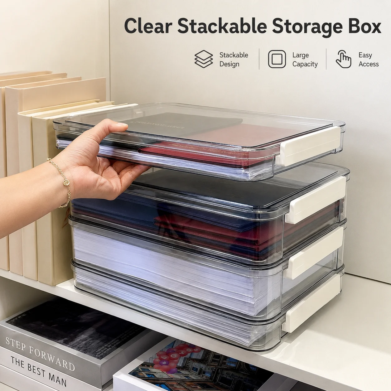 Desktop Filing Tray - Caja Organizadora de Archivos Transparente, Portadocumentos