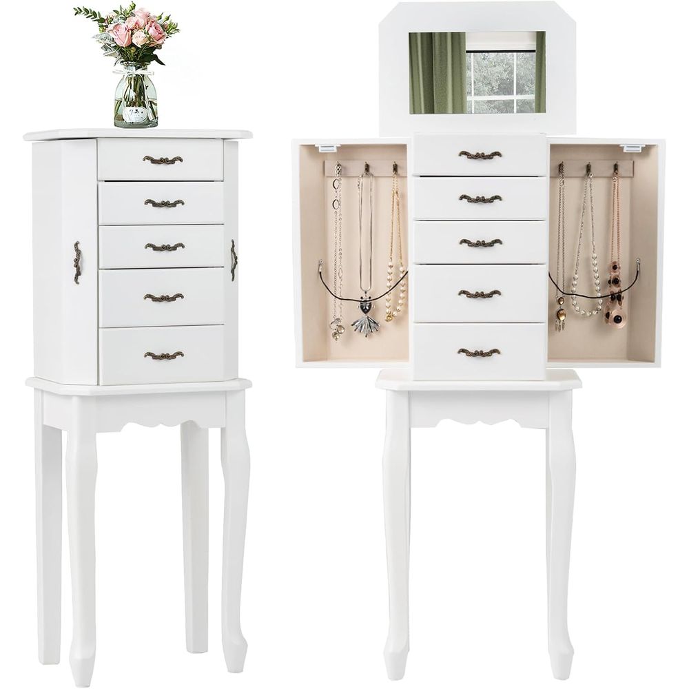Drawer Organizer Tray - Armario de Joyería Blanco con Espejo